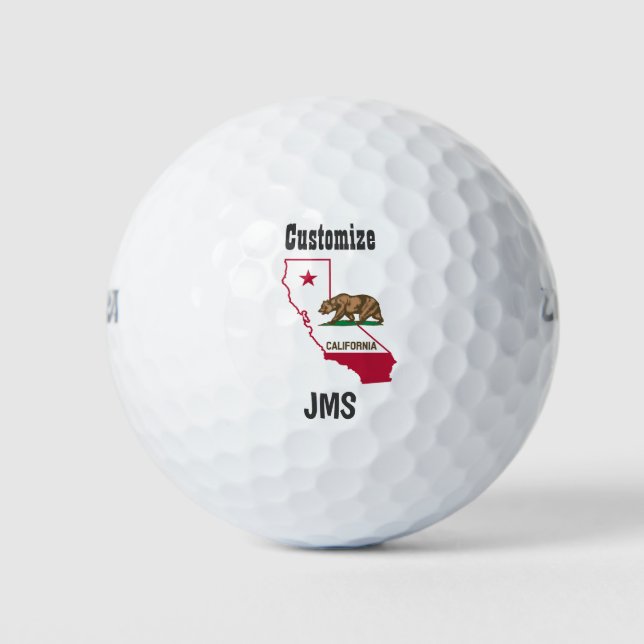 Pelotas De Golf Bandera de mapas de California de Monograma de Gol (Anverso)