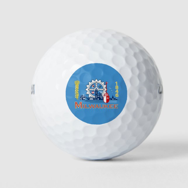 Pelotas De Golf Bandera de Milwaukee, Wisconsin Golf Balls (Anverso)