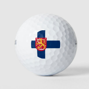 Pelotas De Golf Bandera de Suomi con escudo de armas superpuesto