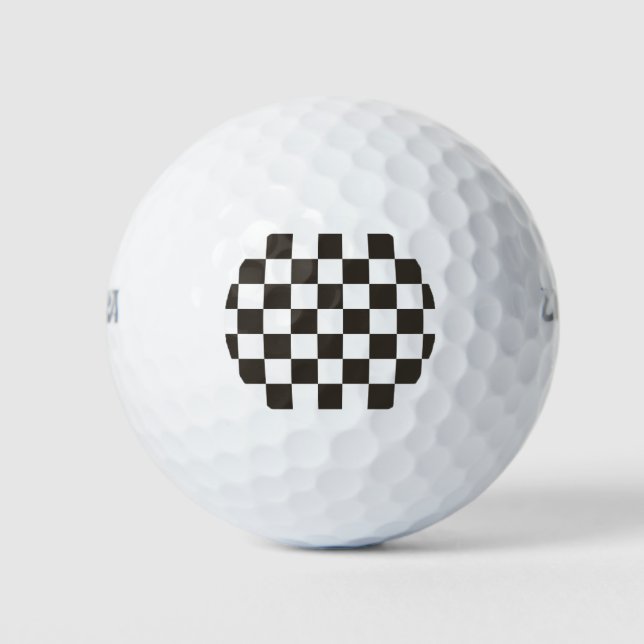 Pelotas De Golf Bandera de verificación (negro y blanco) (patrón d (Anverso)