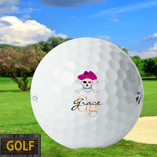 Pelotas De Golf Bandera del Cráneo Pirata Monogramada y Capitán Gr (Subido por el creador)