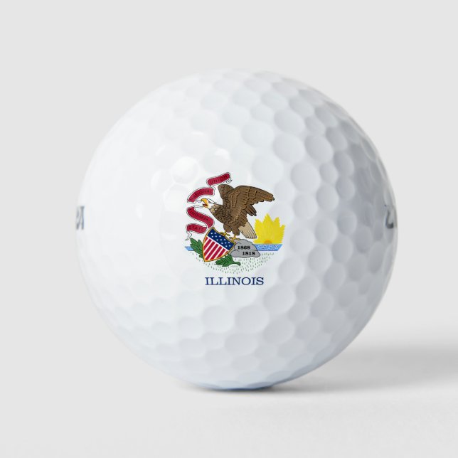 Pelotas De Golf Bandera del estado de Illinois (Anverso)
