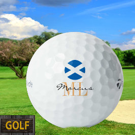 Pelotas De Golf Bandera escocesa monogramada, Emblem y Escocia