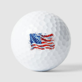 Pelotas De Golf Bandera estadounidense acuarela 4 de julio