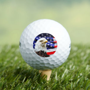 Pelotas De Golf Bandera estadounidense con águila calva