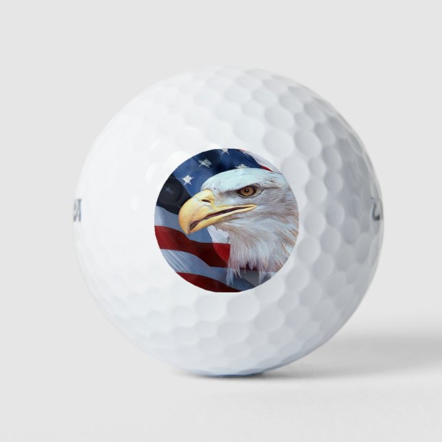 Pelotas De Golf Bandera estadounidense con águila calva (Anverso)