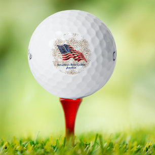 Pelotas De Golf Bandera estadounidense de época con fuegos artific