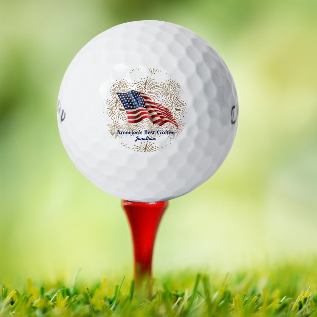 Pelotas De Golf Bandera estadounidense de época con fuegos artific (Subido por el creador)