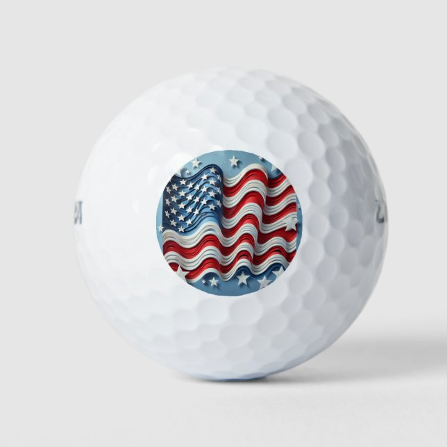 Pelotas De Golf Bandera estadounidense de las olas de libertad (Anverso)
