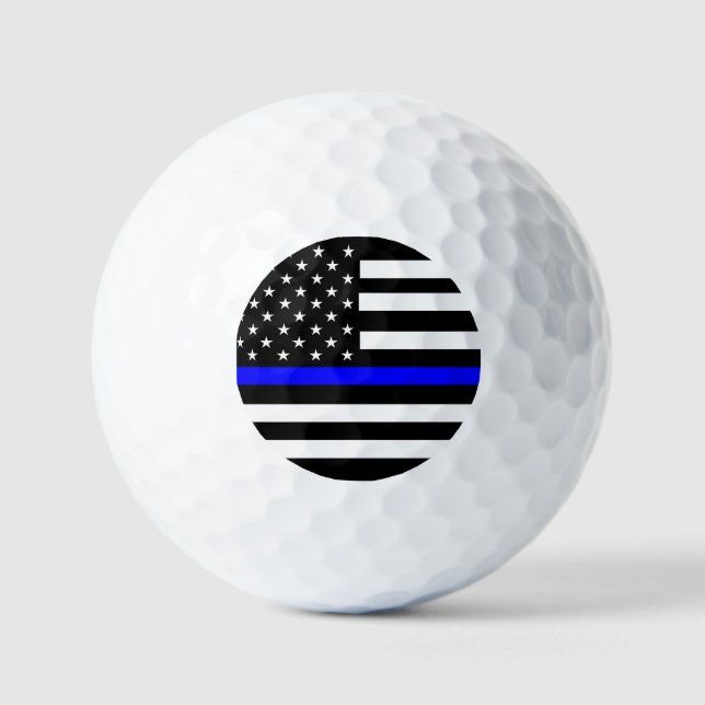 Pelotas De Golf Bandera estadounidense delgada de la línea azul (Anverso)