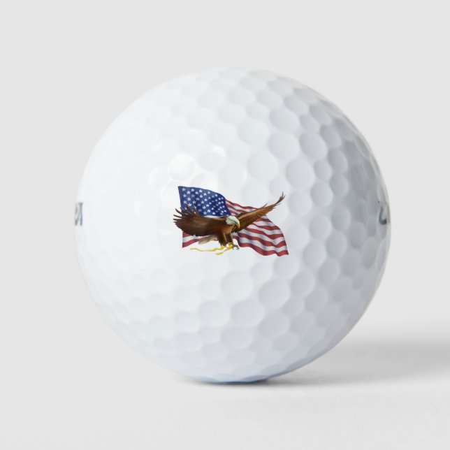 Pelotas De Golf Bandera estadounidense y águila (Anverso)