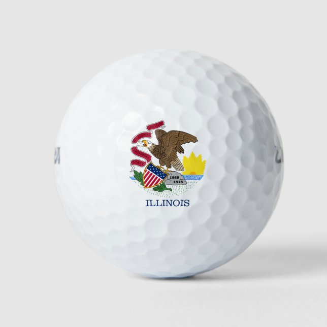 Pelotas De Golf Bandera Estatal de Illinois (Anverso)