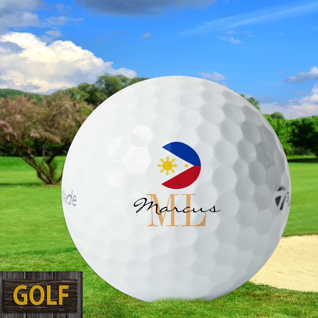 Pelotas De Golf Bandera filipina monogramada y golf filipino (Subido por el creador)