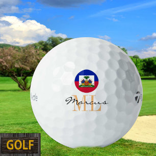 Pelotas De Golf Bandera haitiana monogramada, Emblem y Haití