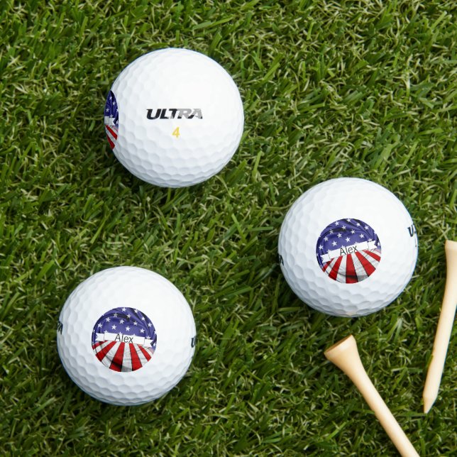 Pelotas De Golf Bandera Patriótica Americana (Césped in situ)