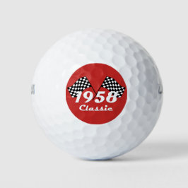 Pelotas De Golf Bandera Retro Clásica de Carrera a Cuadros Negros
