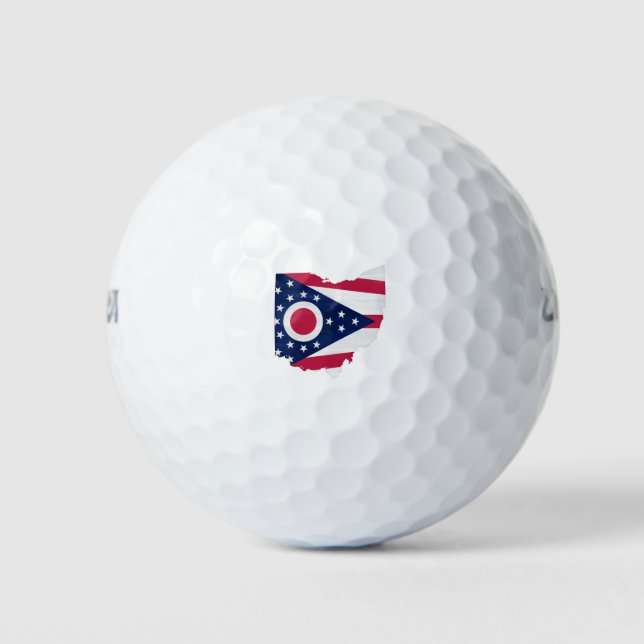 Pelotas De Golf Bandera y mapa de Ohio (Anverso)