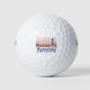 Pelotas De Golf Barcelona Catalonia sunset Skyline España vintage