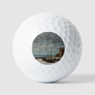 Pelotas De Golf Barcos en una playa, Étretat - Gustave Courbet
