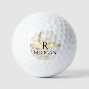 Pelotas De Golf Barra de oro de mármol dorado Wh & Gold, Monograma