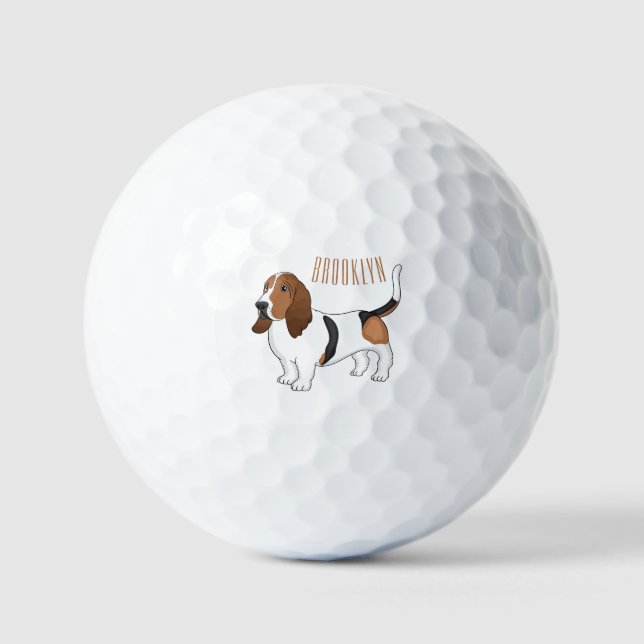 Pelotas De Golf Basset hound dog cartoon illustration  (Anverso)