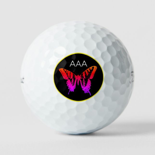 PELOTAS DE GOLF BATALLA DE BOTÓN PERSONALIZADO MONOGRAM EN RAINBOW (Anverso)