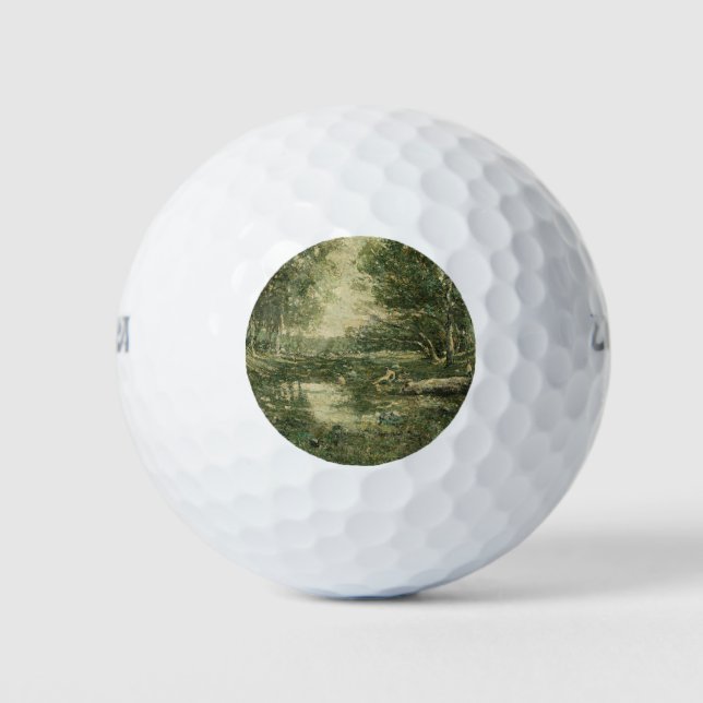 Pelotas De Golf Bathers in Green Woodland Landscape (Arte de época (Anverso)