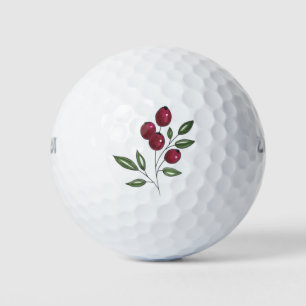 Pelotas De Golf Bayas Rojas Burdeos Dibujadas a Mano