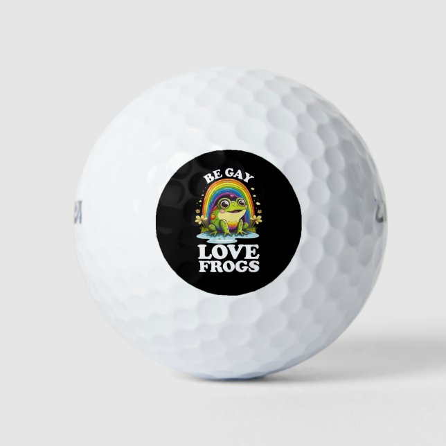 Pelotas De Golf Be Gay Love Frots Funny LGBTQ Orgullo Rainbow Retr (Anverso)