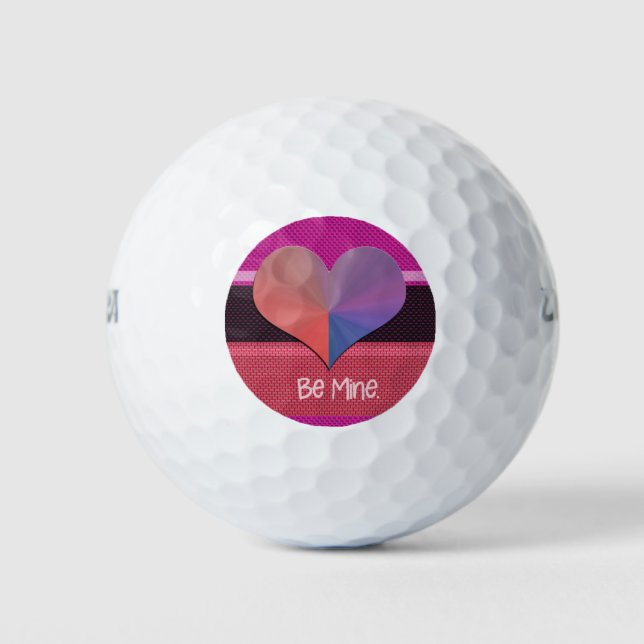 Pelotas De Golf Be Mine Valentine Corazón Reflectivo (Anverso)