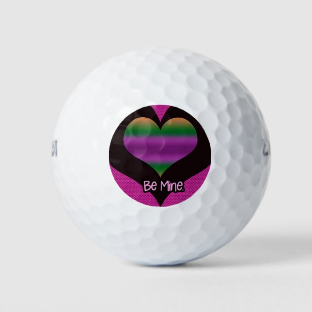 Pelotas De Golf Be Mine Valentine Purple Stripe Heart (Anverso)