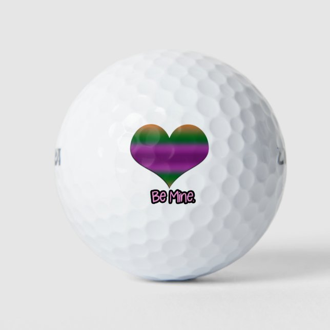 Pelotas De Golf Be Mine Valentine Purple Stripe Heart (Anverso)