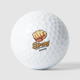 Pelotas De Golf "Be Strong" Bold Fist Style Graphic Design