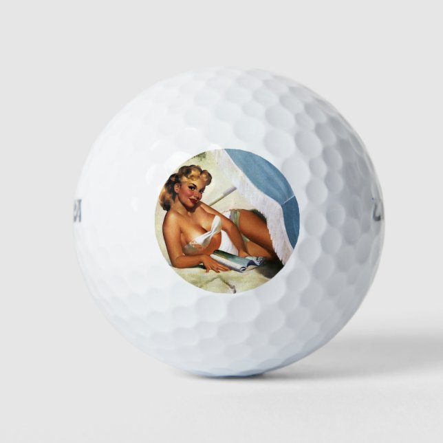 Pelotas De Golf Beach Beauty Pin Up Chica Golf Balls (Anverso)