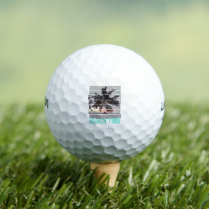 Pelotas De Golf Beach Time Vintage Pier Palm Tree Sunset Souvenir