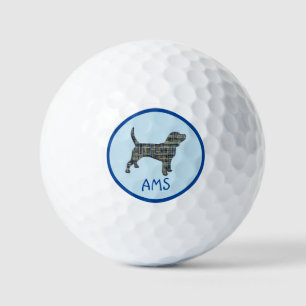 Pelotas De Golf Beagle Hound Dog Silhouette Monograma Cuadrícula A