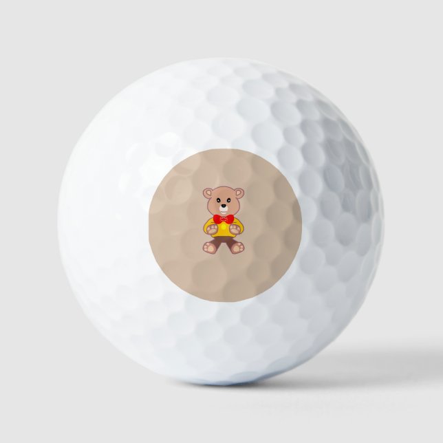 Pelotas De Golf Beige Cute Bowtie Teddy Bear (Anverso)