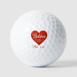 Pelotas De Golf Believe red and white heart