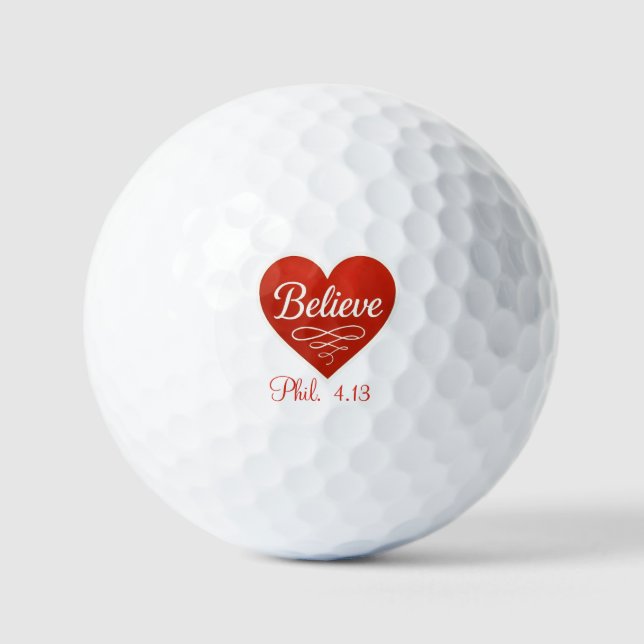 Pelotas De Golf Believe red and white heart (Anverso)