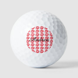 Pelotas De Golf Besos de lápiz labial monogramados
