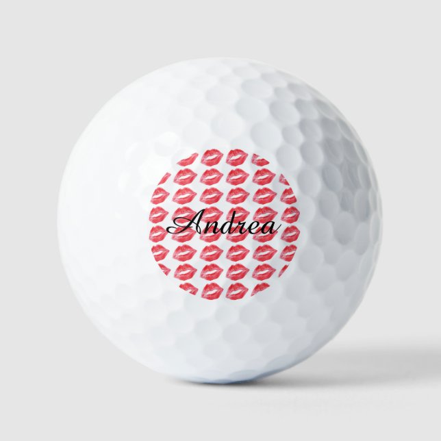Pelotas De Golf Besos de lápiz labial monogramados (Anverso)