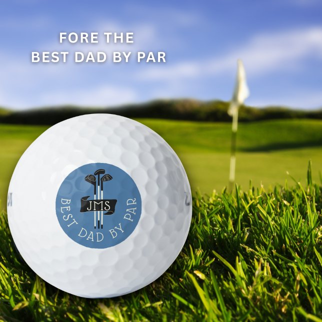 Pelotas De Golf Best Dad By Par Monogrammed Golf Clubs Custom (Modern, stylish gift for golf dads. Add initials or a monogram.)