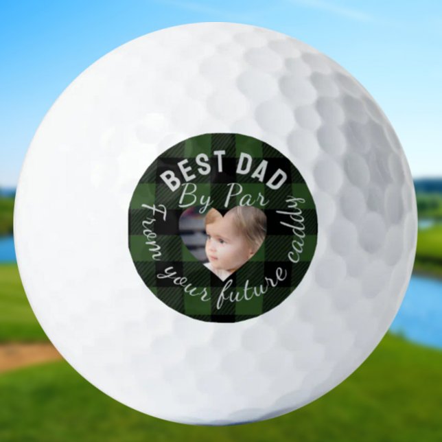 Pelotas De Golf Best Dad Custom Kids Photo Green Buffalo Plaid (Subido por el creador)