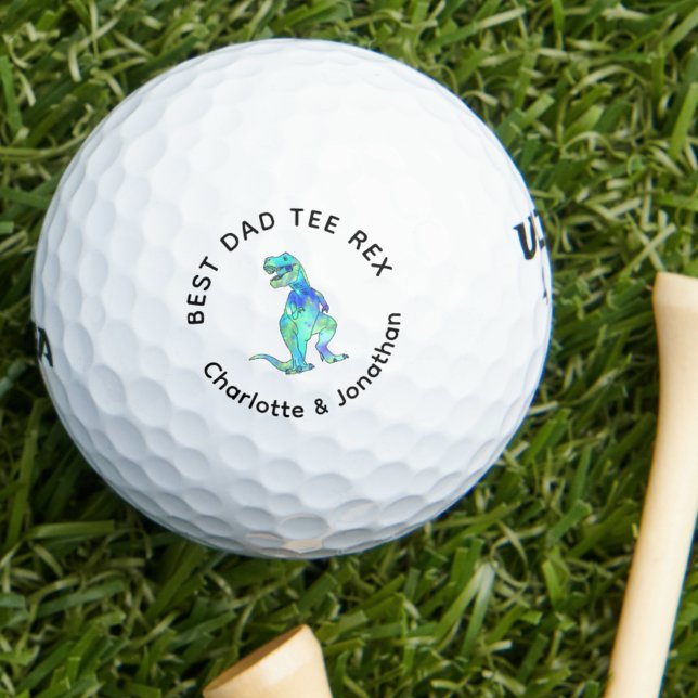 Pelotas De Golf Best Dad Tee Rex personalized kids names (Funny best dad tee Rex custom kids names and dinosaur T-Rex golfing joke golf ball Fun dinosaur gift)