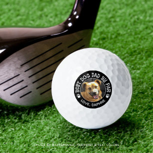 Pelotas De Golf BEST DOG DAD BY PAR Photo Pawprints color Personal