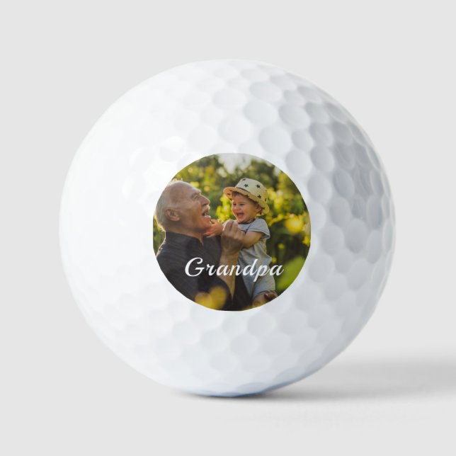 Pelotas De Golf Best Grandpa Ever 2 Photo Script Personalized  (Anverso)