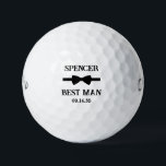 Pelotas De Golf Best Man Black Bow Tie<br><div class="desc">These golf balls are a great favor for the best man in your wedding. They feature a black bow tie with the best man's name above it in a modern CAP font and the words Best Man along with the wedding date below. They'd be great for a bachelor party or...</div>