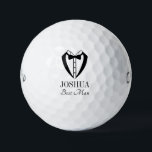 Pelotas De Golf Best Man Black Tuxedo With Bow Tie<br><div class="desc">These golf balls are a great favor for the best man in your wedding party. They feature a fabulous tuxedo and bow tie in black. With a first name in a traditional CAP font and the words best man in a coordinating script font also in black they're perfect for the...</div>