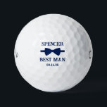 Pelotas De Golf Best Man Blue Bow Tie<br><div class="desc">These golf balls are a great favor for the best man in your wedding. They feature a blue bow tie with the best man's name above it in a modern CAP font and the words Best Man along with the wedding date below. They'd be great for a bachelor party or...</div>