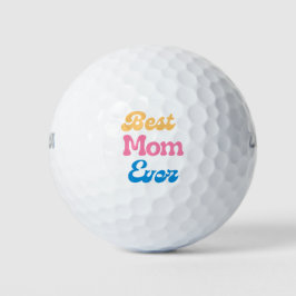Pelotas De Golf 'Best Mom Ever' Colorful Simple Retro Typography 